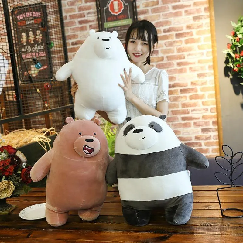 Anime Cartoon Die drei nackten Bären Sehr weiche Plüschpuppe Niedlicher stehender Panda Eisbär Teddy Gefüllte Spielzeugdekoration Geschenke