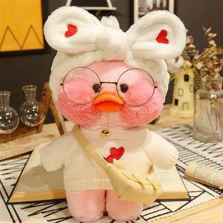 30CM Rosa LaLafanfan Kawaii Cafe Mimi Gelbe Ente Plüsch Spielzeug Nette Gefüllte Puppe Weiche Tier Puppen Kinder Spielzeug Geburtstag geschenk Für Mädchen