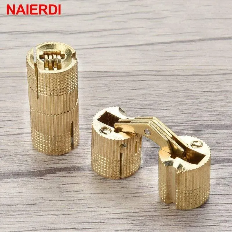 Kupfer Messing Möbel Scharniere 8-18mm Zylindrisch versteckter Schrank Verdeckte unsichtbare Tür Scharniere für Hardware Geschenkbox
