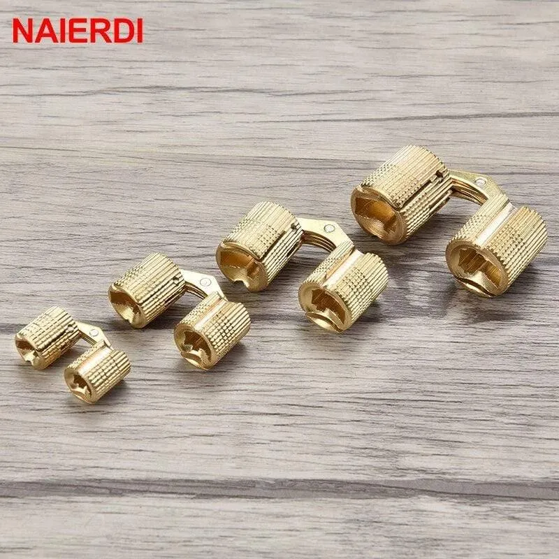 Kupfer Messing Möbel Scharniere 8-18mm Zylindrisch versteckter Schrank Verdeckte unsichtbare Tür Scharniere für Hardware Geschenkbox