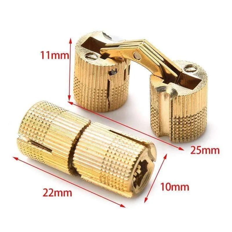 Kupfer Messing Möbel Scharniere 8-18mm Zylindrisch versteckter Schrank Verdeckte unsichtbare Tür Scharniere für Hardware Geschenkbox