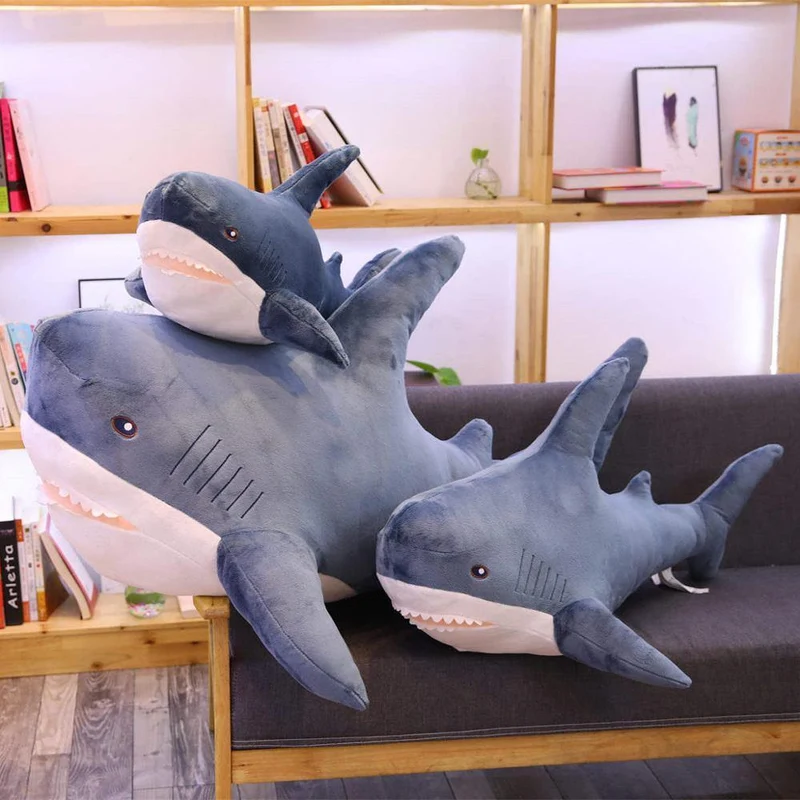 140cm Riesiges großes lustiges weiches Bisshai-Plüschtier, gefülltes süßes Tier-Lesekissen, Beschwichtigungskissen, Puppe, Geschenk für Kinder, Baby