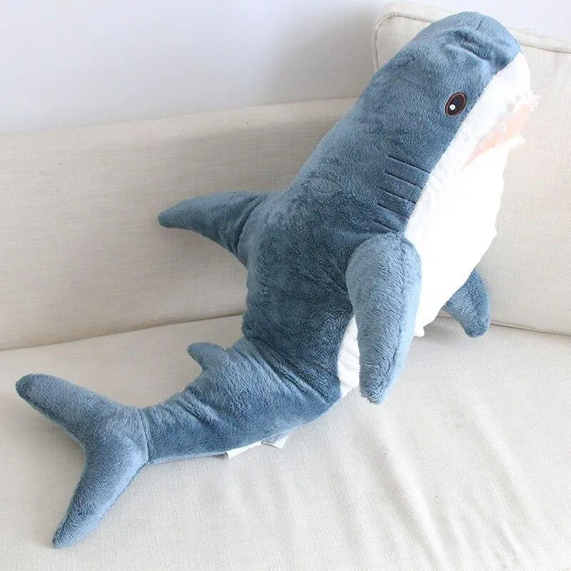 140cm Riesiges großes lustiges weiches Bisshai-Plüschtier, gefülltes süßes Tier-Lesekissen, Beschwichtigungskissen, Puppe, Geschenk für Kinder, Baby
