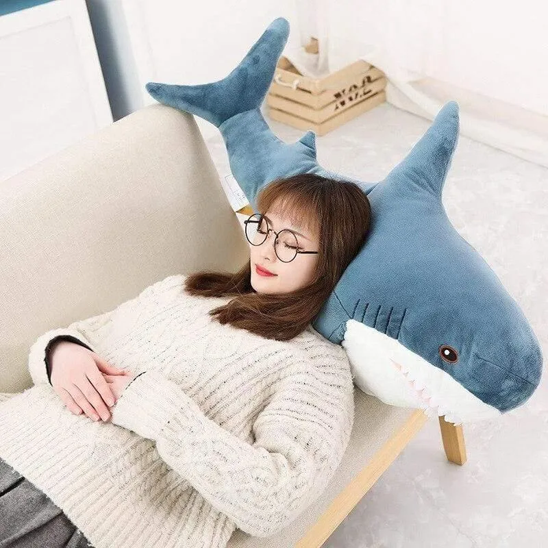 140cm Riesiges großes lustiges weiches Bisshai-Plüschtier, gefülltes süßes Tier-Lesekissen, Beschwichtigungskissen, Puppe, Geschenk für Kinder, Baby