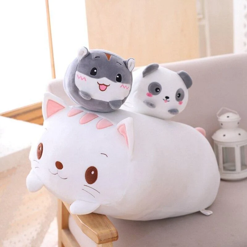 Kawaii 9 Stile Tier Katze Hirsch Hamster Elefant Plüschtier Weiche Cartoon Panda Schwein Bär Dinosaurier Gefüllte Puppe Cartoon Kissen Geschenk