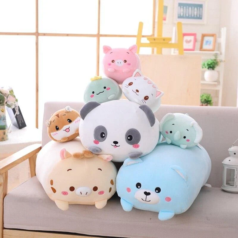 Kawaii 9 Stile Tier Katze Hirsch Hamster Elefant Plüschtier Weiche Cartoon Panda Schwein Bär Dinosaurier Gefüllte Puppe Cartoon Kissen Geschenk