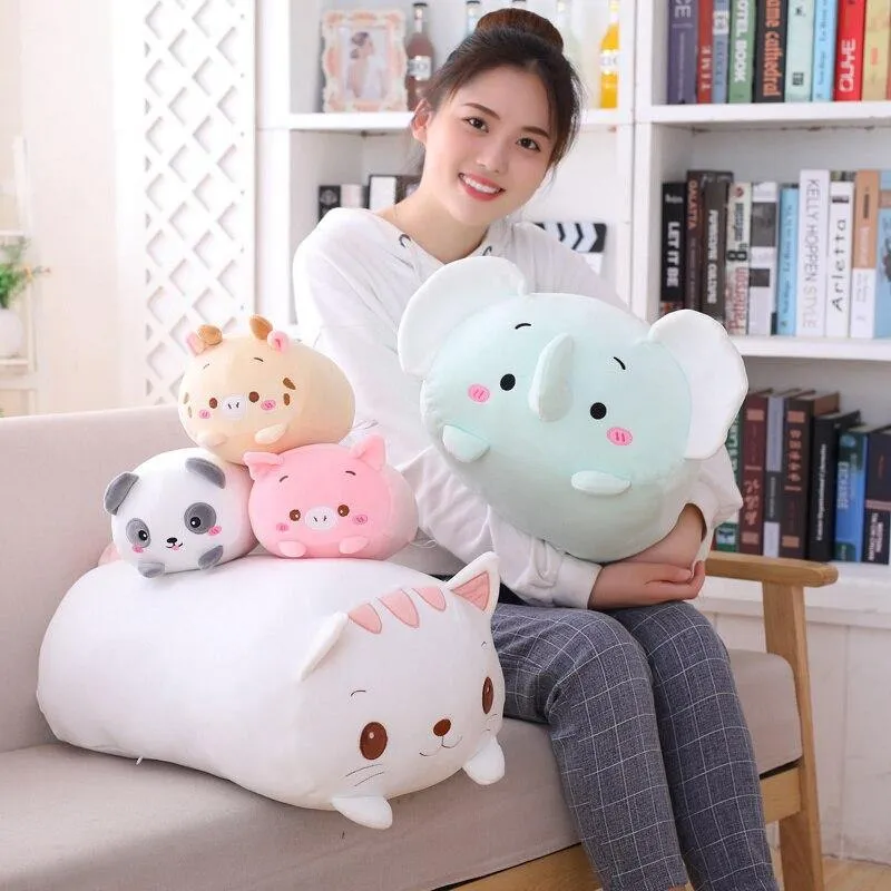 Kawaii 9 Stile Tier Katze Hirsch Hamster Elefant Plüschtier Weiche Cartoon Panda Schwein Bär Dinosaurier Gefüllte Puppe Cartoon Kissen Geschenk
