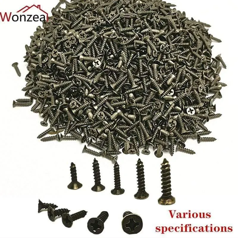 100 Stück / Packung M2 M2.5 M3 Stahl Mini Micro Small Phillips Flachkopf Kreuz Rundpfannenkopf Selbstschneidende Schrauben Holzmöbelschrauben