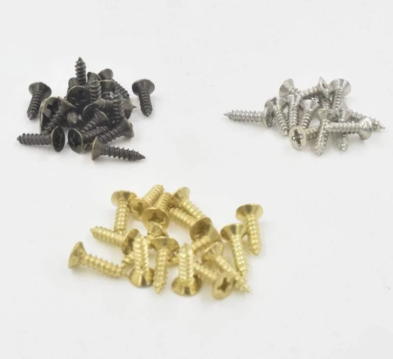 100 Stück 2 x 5 mm, 2 x 6 mm, 2 x 8 mm, 2 x 10 mm, flache kleine Schraube, Zimmermannsschraube, Hardware-Zubehörbox, Holzmöbel