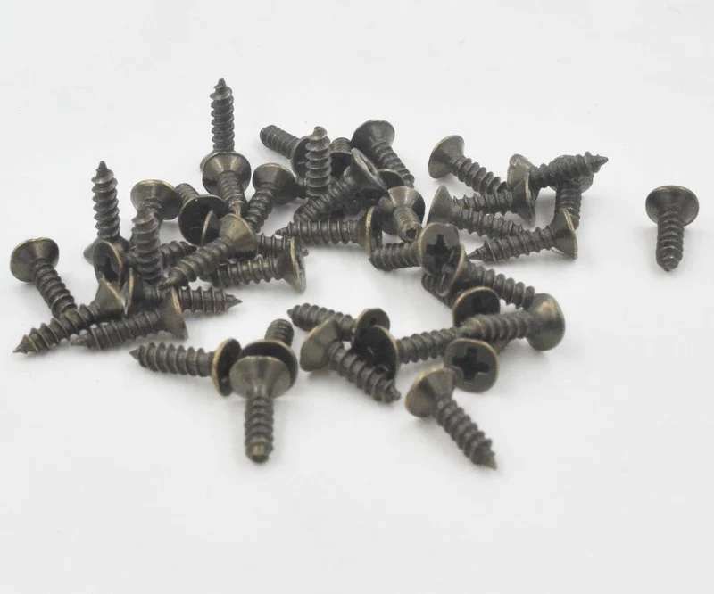 100 Stück 2 x 5 mm, 2 x 6 mm, 2 x 8 mm, 2 x 10 mm, flache kleine Schraube, Zimmermannsschraube, Hardware-Zubehörbox, Holzmöbel