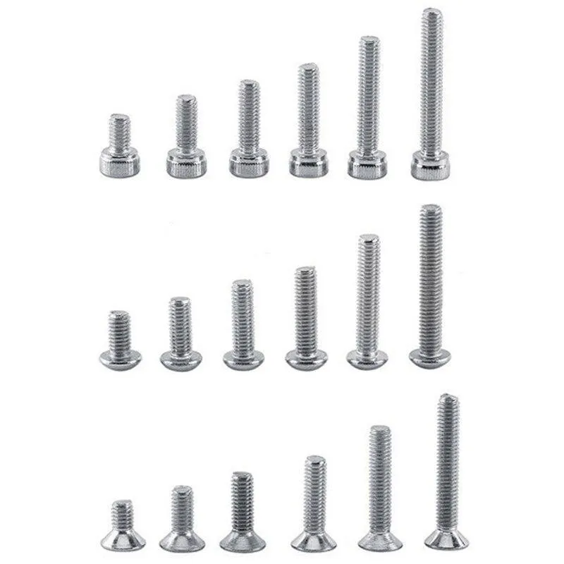 250pc / Set A2 Edelstahl M3 Kappe / Knopf / Flachkopfschrauben Sätze Sechskantschraube mit Sechskantmuttern Sortiment Kit Mayitr