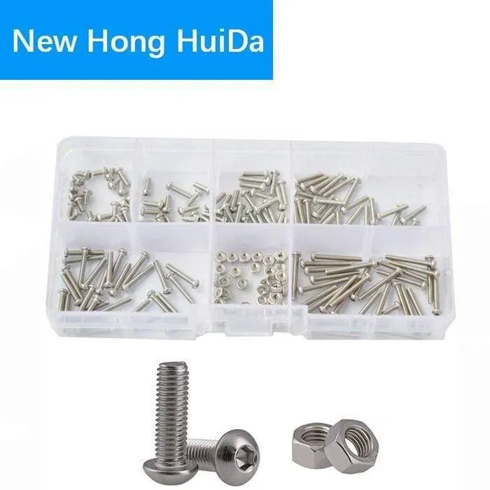 M2 M3 M4 M5 M6 Sechskantknopf Innensechskant Schraube Mutter Sechskant Metrisches Gewinde Maschinenbolzen Sortiment Kit Set 304 Edelstahl