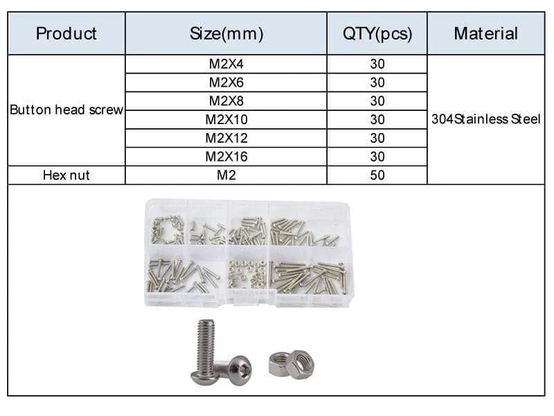 M2 M3 M4 M5 M6 Sechskantknopf Innensechskant Schraube Mutter Sechskant Metrisches Gewinde Maschinenbolzen Sortiment Kit Set 304 Edelstahl