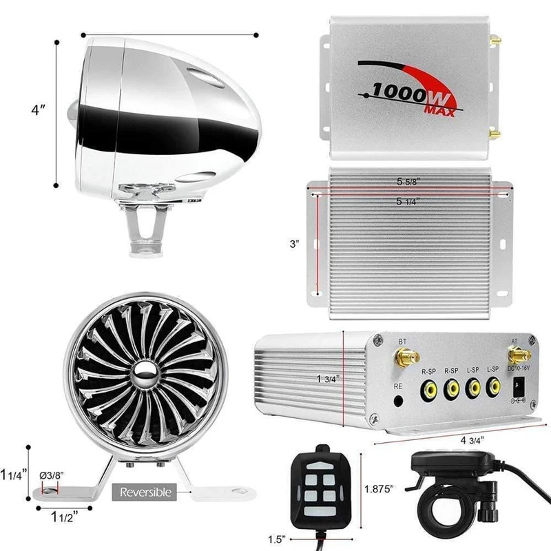1000W Motorrad Audio 4 Kanal Verstärker Stereo Bluetooth Lautsprecher Mit MP3 FM Radio USB SD Karte Für ATV / UTV / Boot / Marine