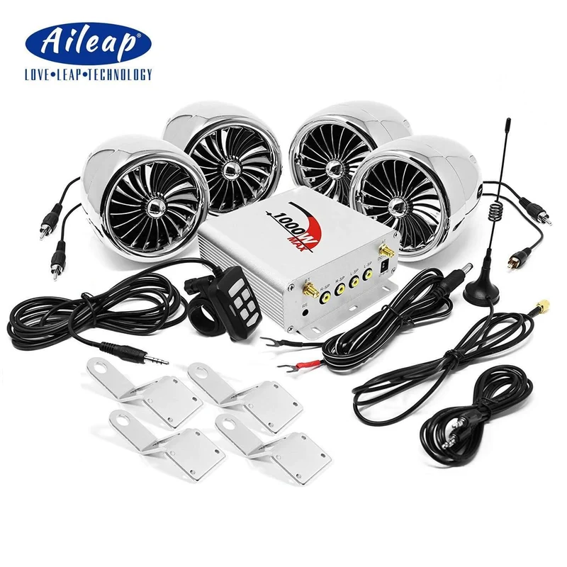 1000W Motorrad Audio 4 Kanal Verstärker Stereo Bluetooth Lautsprecher Mit MP3 FM Radio USB SD Karte Für ATV / UTV / Boot / Marine