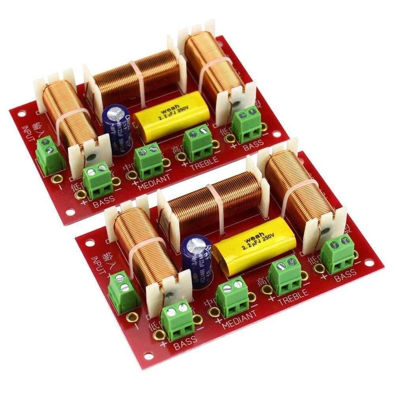 GHXAMP Höhen + Mitteltöner + Dual Bass Lautsprecher Crossover Audio 4-Wege 3-Wege Crossover Lautsprecher Filter Frequenzteiler 200W 2PCS