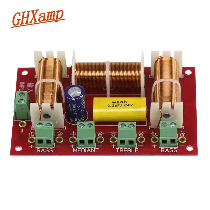 GHXAMP Höhen + Mitteltöner + Dual Bass Lautsprecher Crossover Audio 4-Wege 3-Wege Crossover Lautsprecher Filter Frequenzteiler 200W 2PCS
