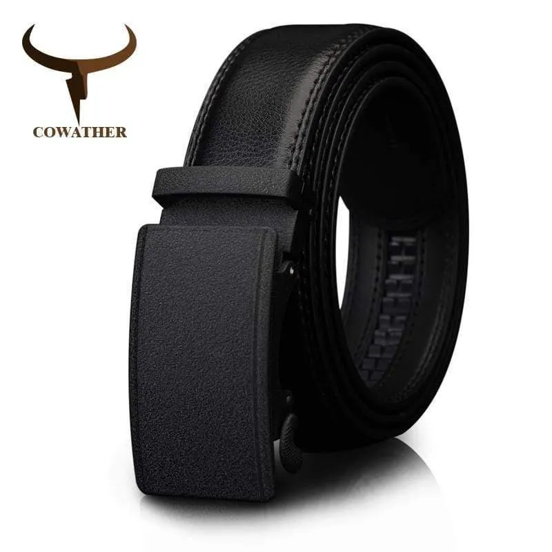 Herren Gürtel Automatische Ratschenschnalle Mit Kuh Echtledergürtel Für Herren Luxus Marke Männlicher Gurt 110-130cm Länge