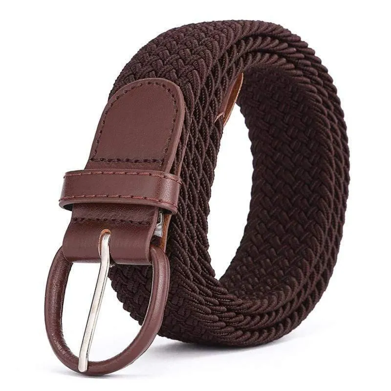 Männer Frauen Elastic Stretch Taillengürtel Schwarz Canvas Stretch Geflochtene Elastic Woven Ledergürtel Breite Hot Metal Stretch Herrengürtel