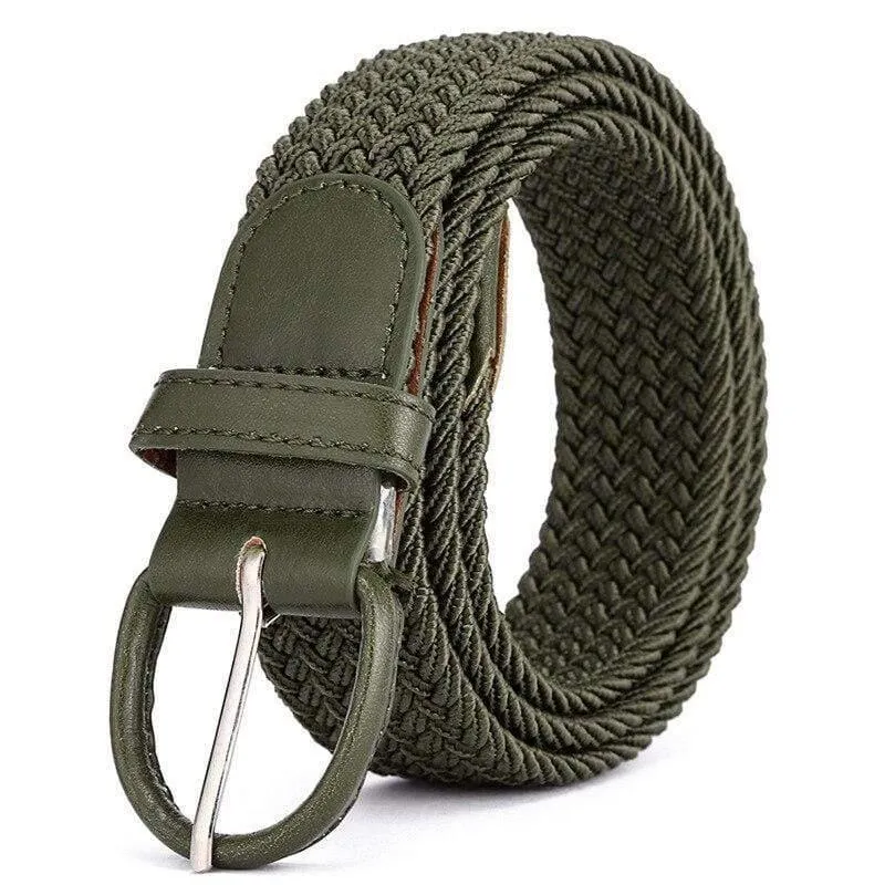 Männer Frauen Elastic Stretch Taillengürtel Schwarz Canvas Stretch Geflochtene Elastic Woven Ledergürtel Breite Hot Metal Stretch Herrengürtel