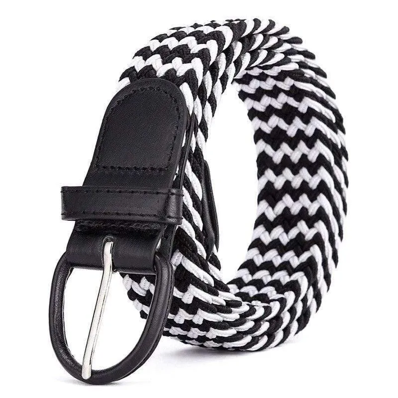 Männer Frauen Elastic Stretch Taillengürtel Schwarz Canvas Stretch Geflochtene Elastic Woven Ledergürtel Breite Hot Metal Stretch Herrengürtel