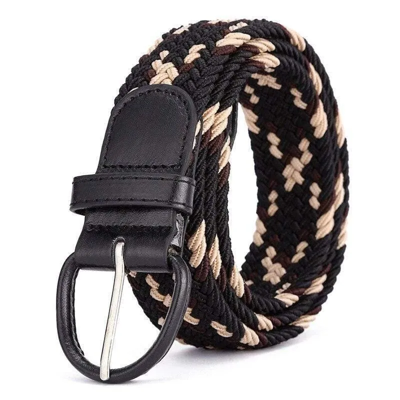 Männer Frauen Elastic Stretch Taillengürtel Schwarz Canvas Stretch Geflochtene Elastic Woven Ledergürtel Breite Hot Metal Stretch Herrengürtel