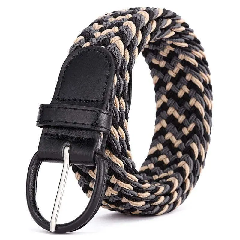 Männer Frauen Elastic Stretch Taillengürtel Schwarz Canvas Stretch Geflochtene Elastic Woven Ledergürtel Breite Hot Metal Stretch Herrengürtel