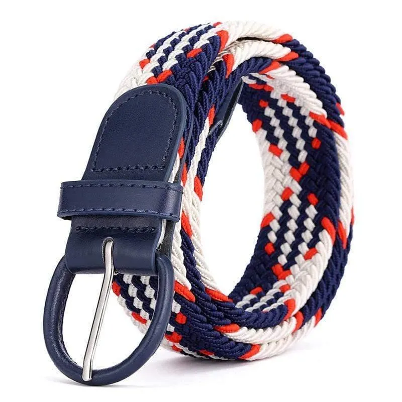 Männer Frauen Elastic Stretch Taillengürtel Schwarz Canvas Stretch Geflochtene Elastic Woven Ledergürtel Breite Hot Metal Stretch Herrengürtel