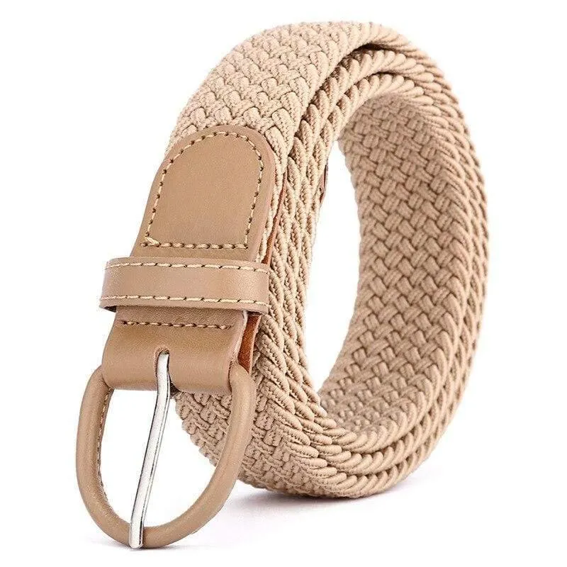 Männer Frauen Elastic Stretch Taillengürtel Schwarz Canvas Stretch Geflochtene Elastic Woven Ledergürtel Breite Hot Metal Stretch Herrengürtel