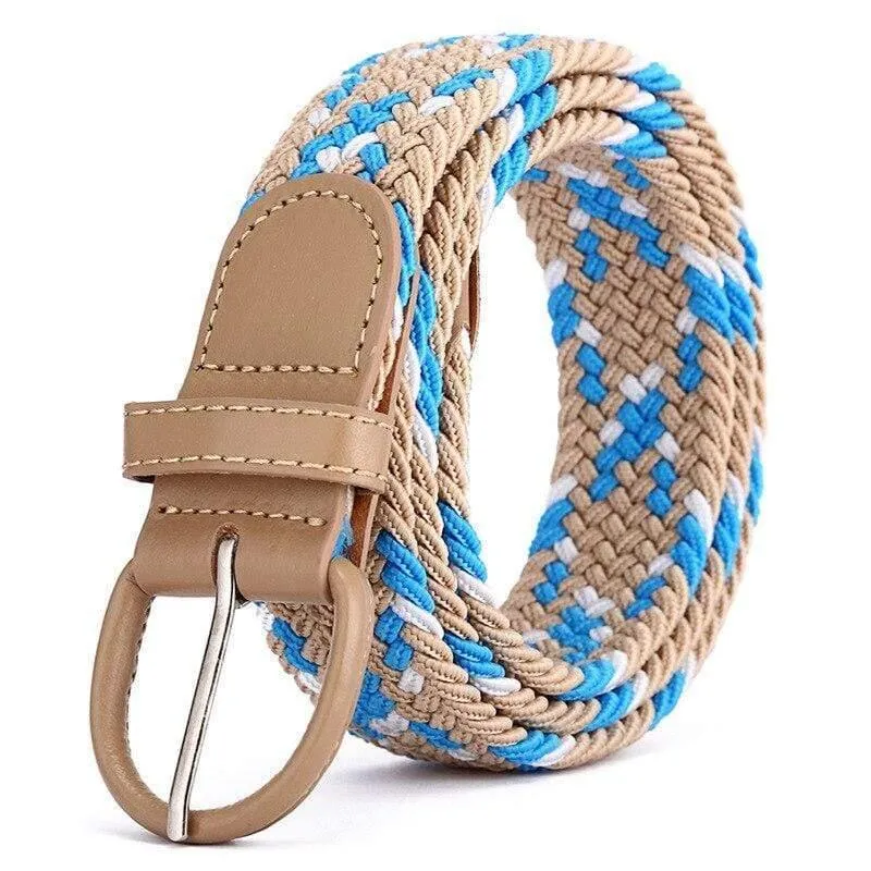 Männer Frauen Elastic Stretch Taillengürtel Schwarz Canvas Stretch Geflochtene Elastic Woven Ledergürtel Breite Hot Metal Stretch Herrengürtel