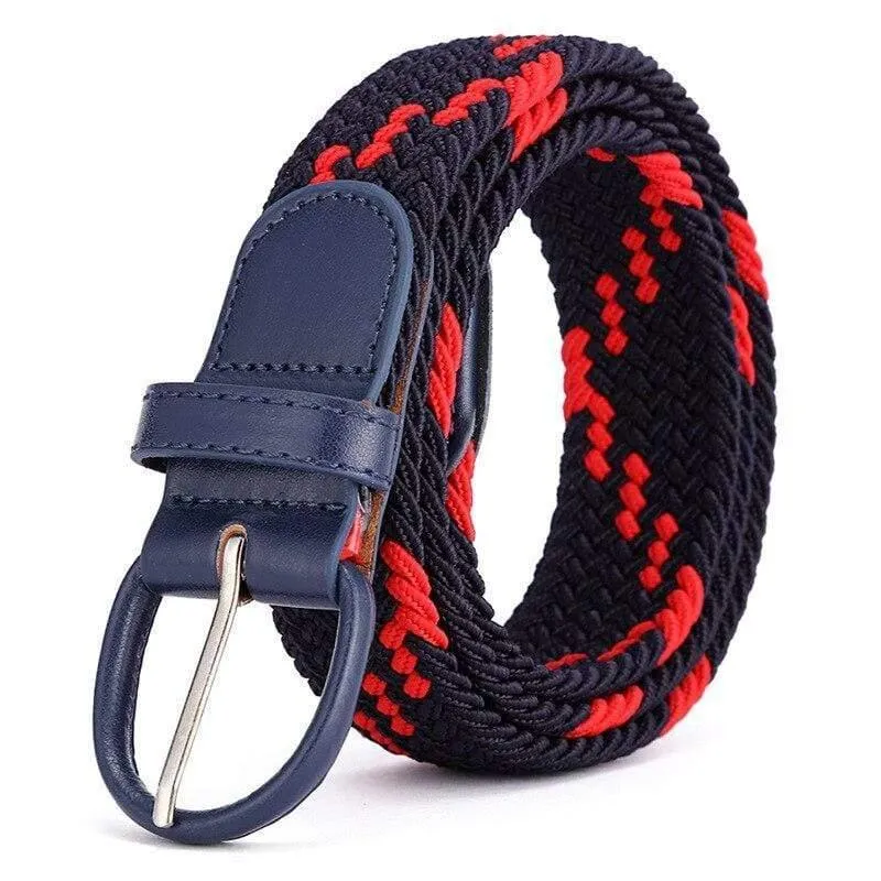 Männer Frauen Elastic Stretch Taillengürtel Schwarz Canvas Stretch Geflochtene Elastic Woven Ledergürtel Breite Hot Metal Stretch Herrengürtel