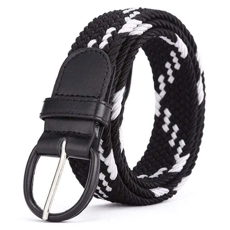 Männer Frauen Elastic Stretch Taillengürtel Schwarz Canvas Stretch Geflochtene Elastic Woven Ledergürtel Breite Hot Metal Stretch Herrengürtel