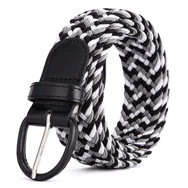 Männer Frauen Elastic Stretch Taillengürtel Schwarz Canvas Stretch Geflochtene Elastic Woven Ledergürtel Breite Hot Metal Stretch Herrengürtel