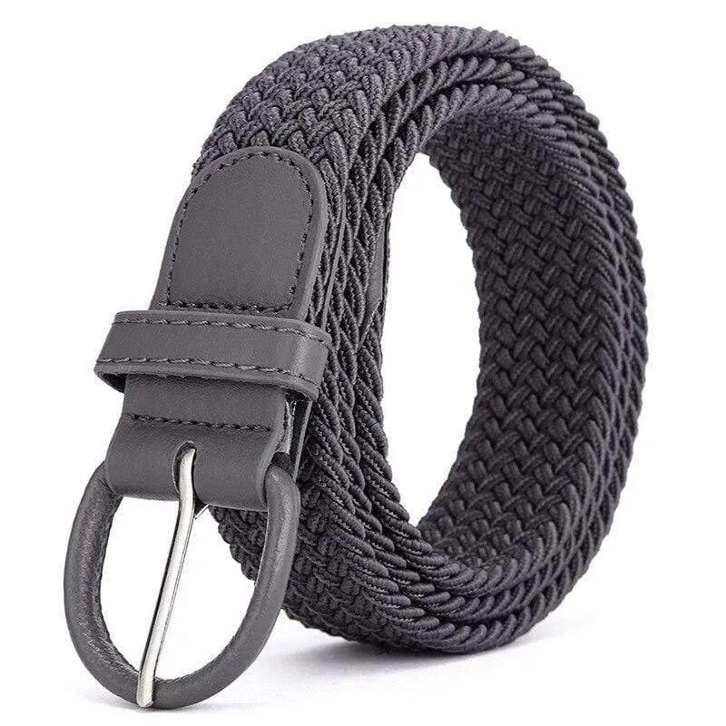 Männer Frauen Elastic Stretch Taillengürtel Schwarz Canvas Stretch Geflochtene Elastic Woven Ledergürtel Breite Hot Metal Stretch Herrengürtel