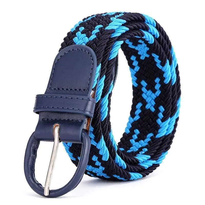 Männer Frauen Elastic Stretch Taillengürtel Schwarz Canvas Stretch Geflochtene Elastic Woven Ledergürtel Breite Hot Metal Stretch Herrengürtel