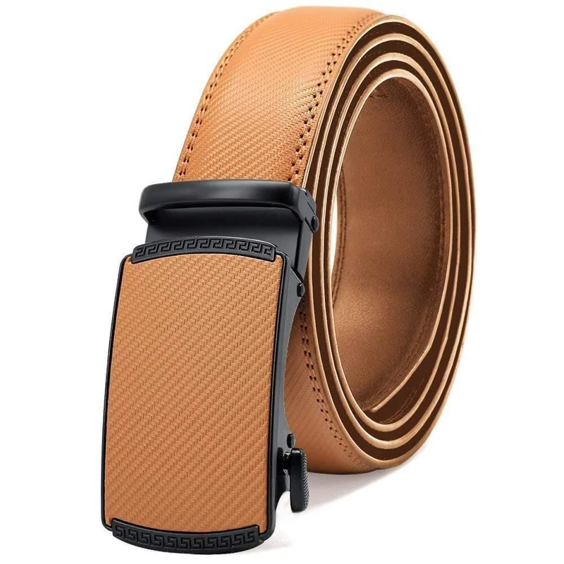 Fashion Automatic Buckle Mehrfarbiger Echtledergürtel Herren Schwarzgürtel Kuhledergürtel Für Herren 3.5 cm Breite
