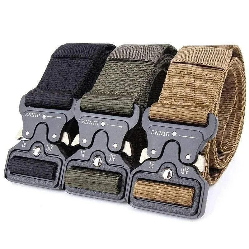 Taktischer Gürtel aus Nylon, Armeegürtel, Herren, Outdoor-Trainingsgürtel, schwarz, hochwertiger, leicht zu öffnender Gürtel mit Militärschnalle aus Metall