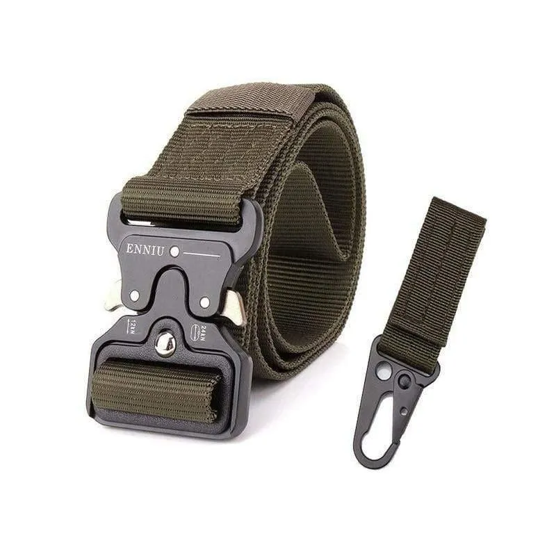 Taktischer Gürtel aus Nylon, Armeegürtel, Herren, Outdoor-Trainingsgürtel, schwarz, hochwertiger, leicht zu öffnender Gürtel mit Militärschnalle aus Metall