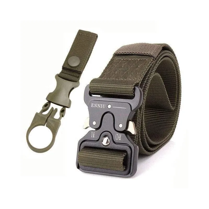 Taktischer Gürtel aus Nylon, Armeegürtel, Herren, Outdoor-Trainingsgürtel, schwarz, hochwertiger, leicht zu öffnender Gürtel mit Militärschnalle aus Metall