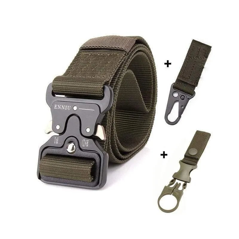 Taktischer Gürtel aus Nylon, Armeegürtel, Herren, Outdoor-Trainingsgürtel, schwarz, hochwertiger, leicht zu öffnender Gürtel mit Militärschnalle aus Metall