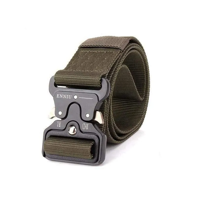 Taktischer Gürtel aus Nylon, Armeegürtel, Herren, Outdoor-Trainingsgürtel, schwarz, hochwertiger, leicht zu öffnender Gürtel mit Militärschnalle aus Metall