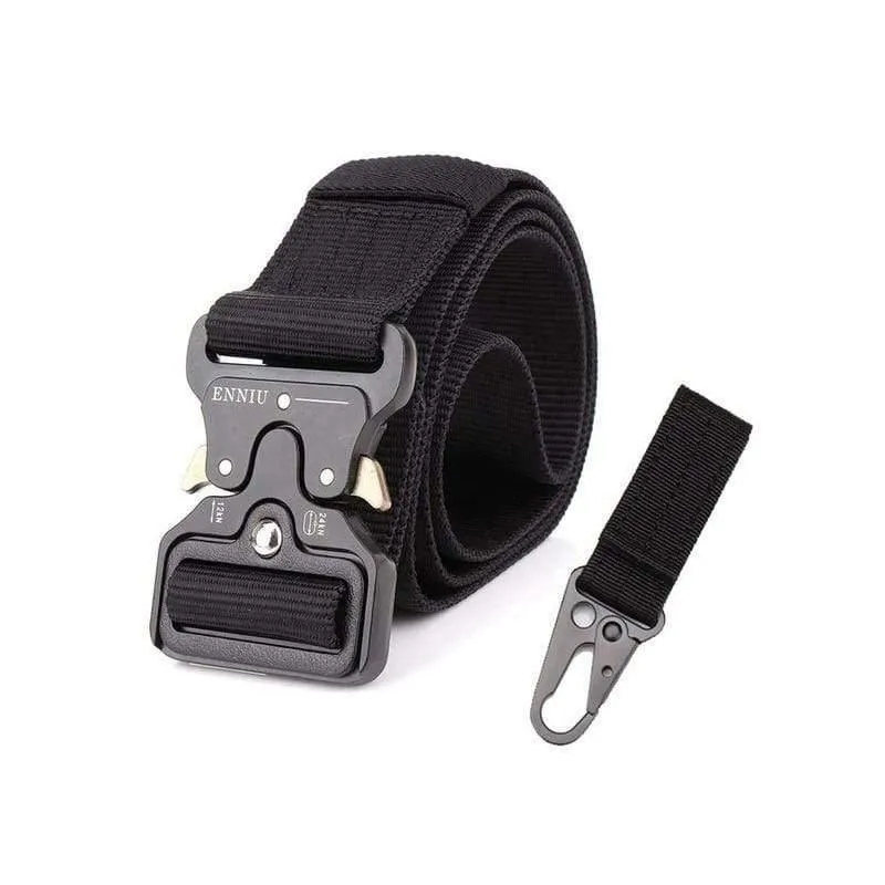 Taktischer Gürtel aus Nylon, Armeegürtel, Herren, Outdoor-Trainingsgürtel, schwarz, hochwertiger, leicht zu öffnender Gürtel mit Militärschnalle aus Metall