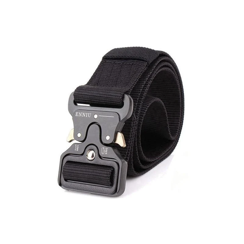 Taktischer Gürtel aus Nylon, Armeegürtel, Herren, Outdoor-Trainingsgürtel, schwarz, hochwertiger, leicht zu öffnender Gürtel mit Militärschnalle aus Metall