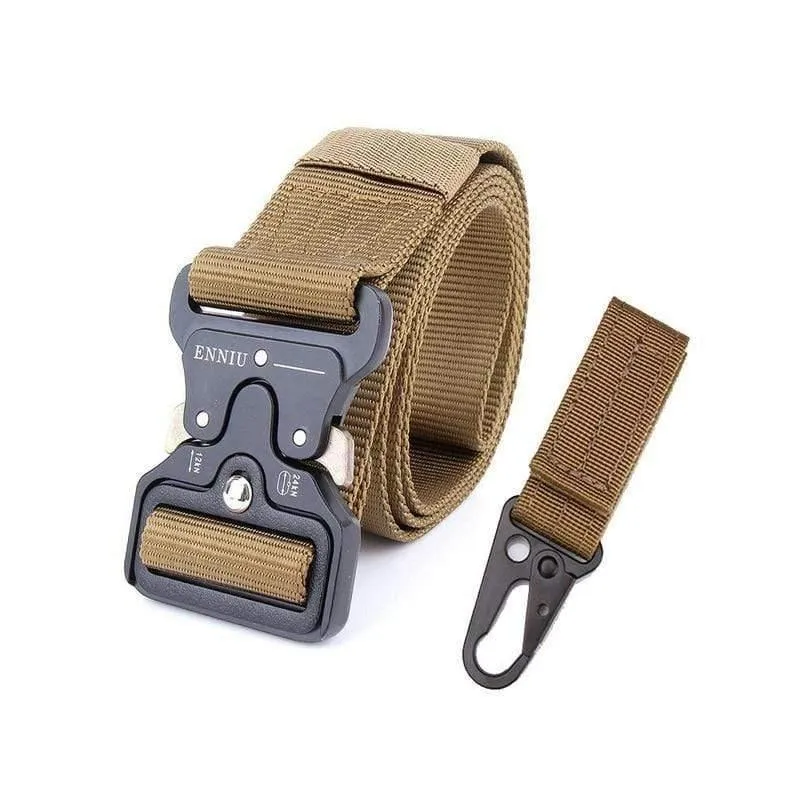 Taktischer Gürtel aus Nylon, Armeegürtel, Herren, Outdoor-Trainingsgürtel, schwarz, hochwertiger, leicht zu öffnender Gürtel mit Militärschnalle aus Metall