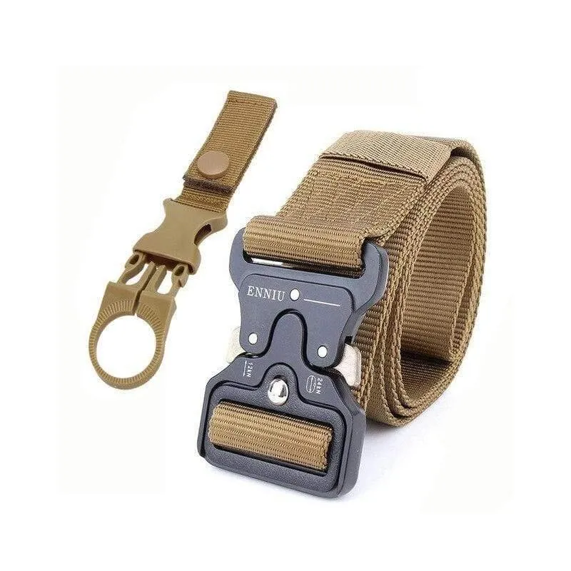 Taktischer Gürtel aus Nylon, Armeegürtel, Herren, Outdoor-Trainingsgürtel, schwarz, hochwertiger, leicht zu öffnender Gürtel mit Militärschnalle aus Metall
