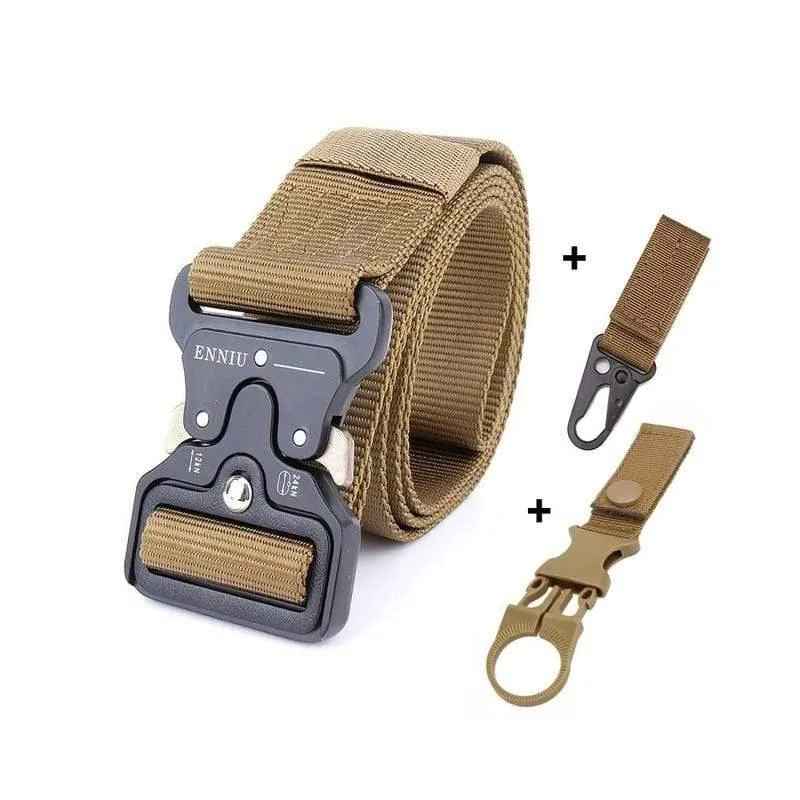 Taktischer Gürtel aus Nylon, Armeegürtel, Herren, Outdoor-Trainingsgürtel, schwarz, hochwertiger, leicht zu öffnender Gürtel mit Militärschnalle aus Metall