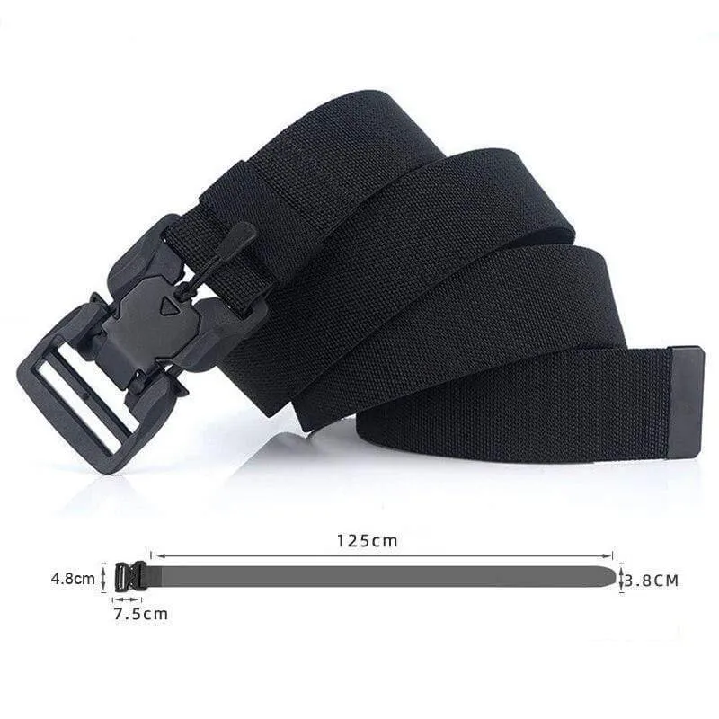 Elastischer Gürtel Hart ABS Magnetische Schnalle Herren Militärischer Taktischer Gürtel Hochfester elastischer Nylon Weicher No-Hole-Armeegürtel