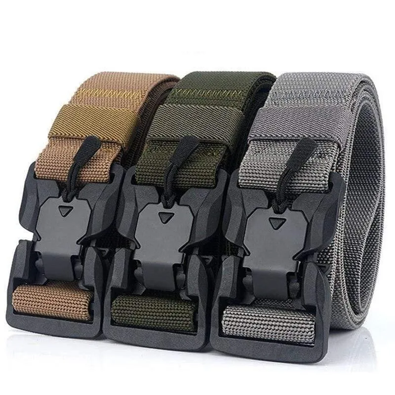 Elastischer Gürtel Hart ABS Magnetische Schnalle Herren Militärischer Taktischer Gürtel Hochfester elastischer Nylon Weicher No-Hole-Armeegürtel