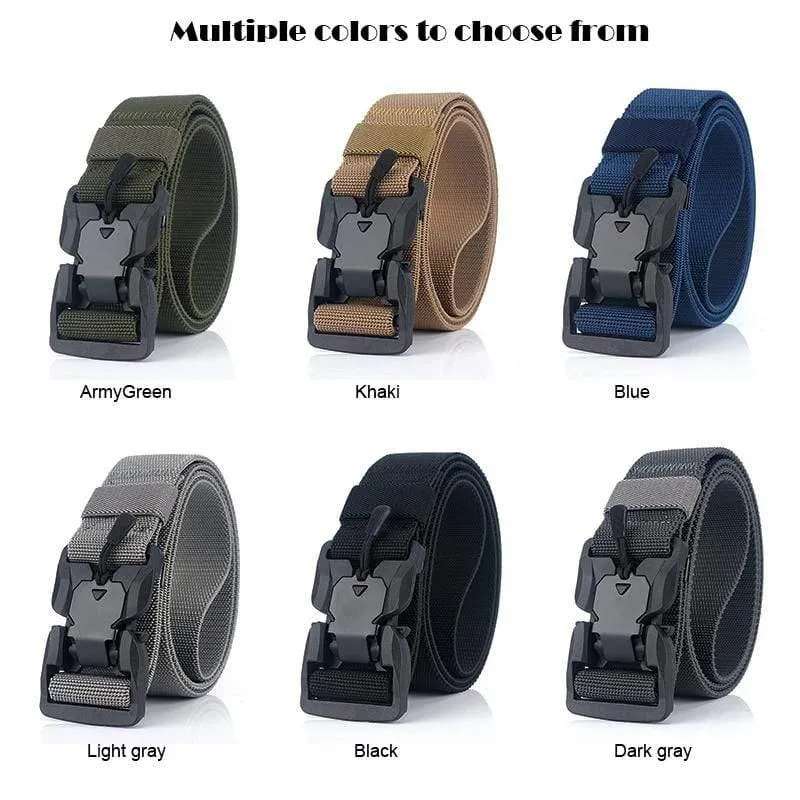 Elastischer Gürtel Hart ABS Magnetische Schnalle Herren Militärischer Taktischer Gürtel Hochfester elastischer Nylon Weicher No-Hole-Armeegürtel
