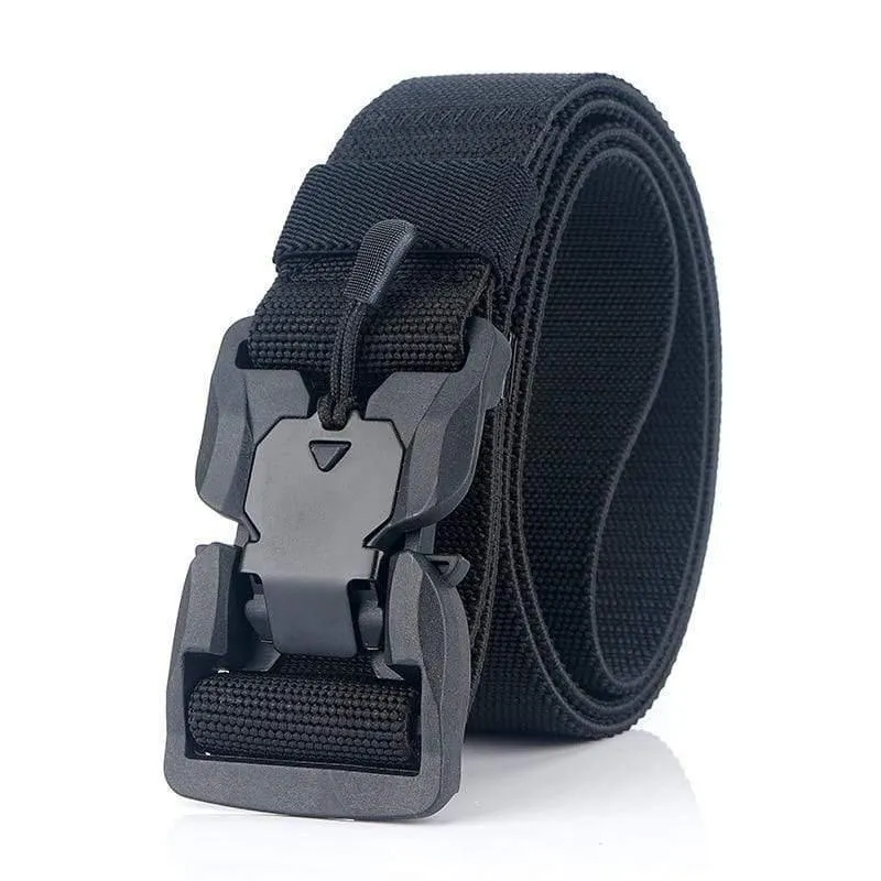 Elastischer Gürtel Hart ABS Magnetische Schnalle Herren Militärischer Taktischer Gürtel Hochfester elastischer Nylon Weicher No-Hole-Armeegürtel